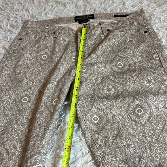 Lucky Brand Jeans Charlie Skinny Ankle Paisley Taupe White Denim Zip Size 14 /32 - Picture 9 of 10